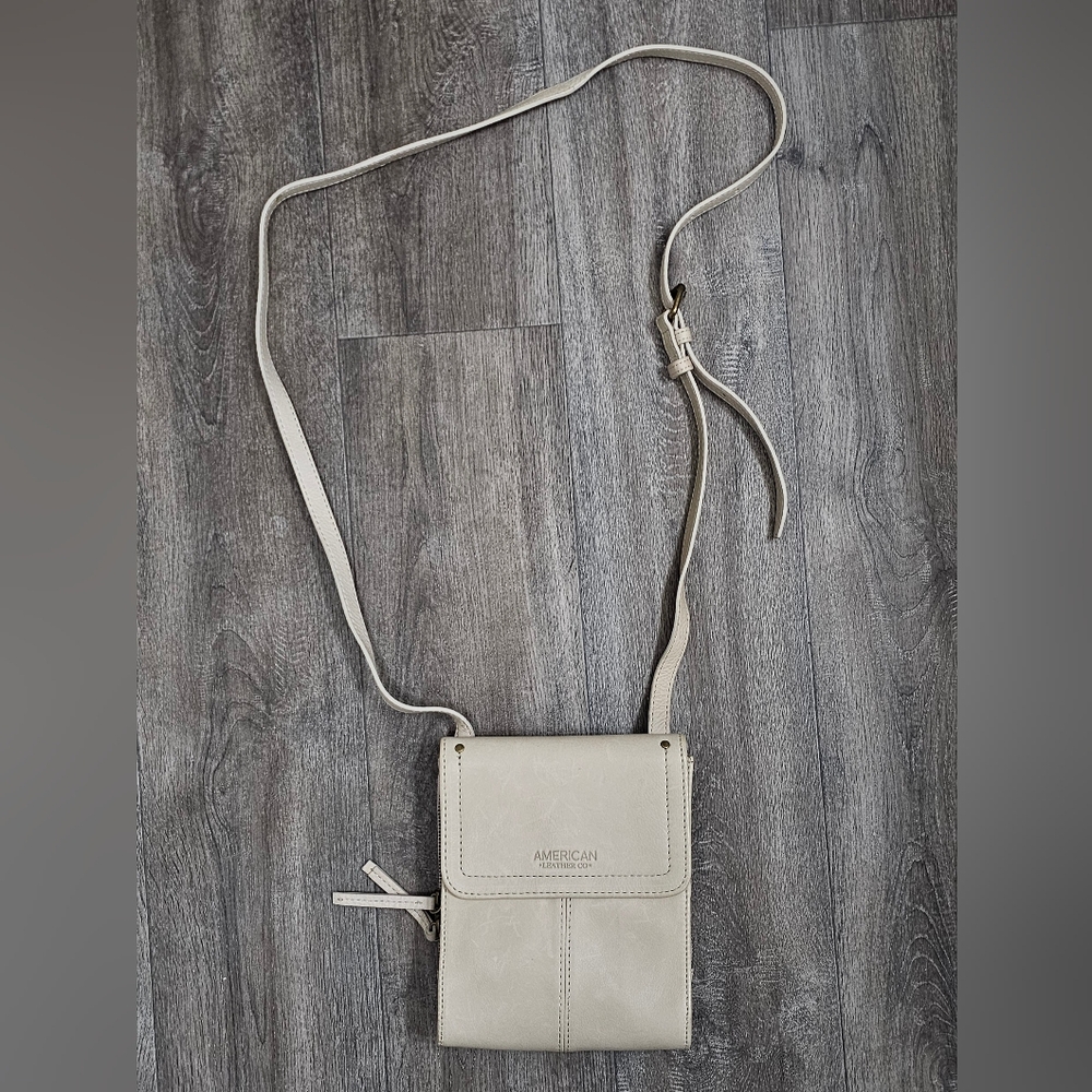 Cream Geometric Crossbody Bag with Adjustable Strap
